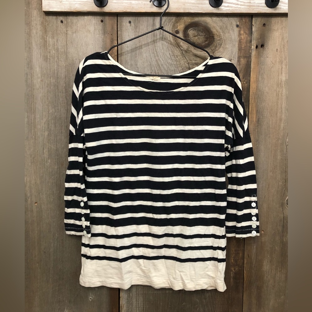 J. Crew Striped Dolman Sleeve Top in Black & Cream Size XS